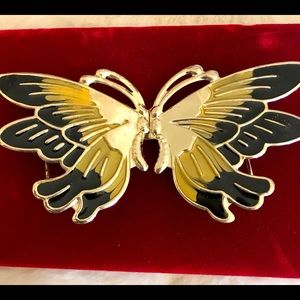 Vintage butterfly metal buckle, Mid-century BoHo, deco style